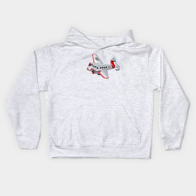 Cartoon retro plane Kids Hoodie by Mechanik